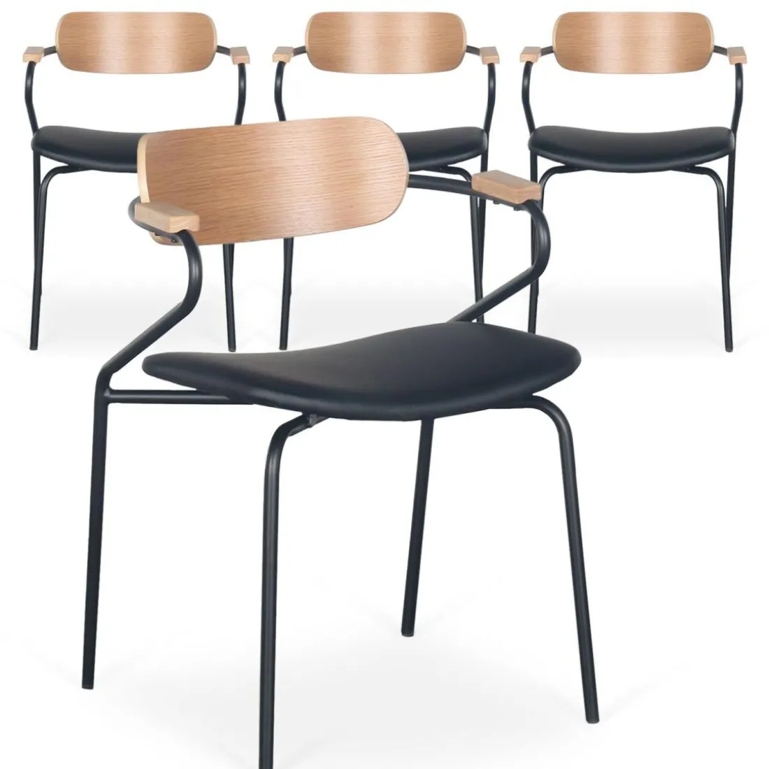 Lot de 4 chaises design Paradox Bois et Simili Noir