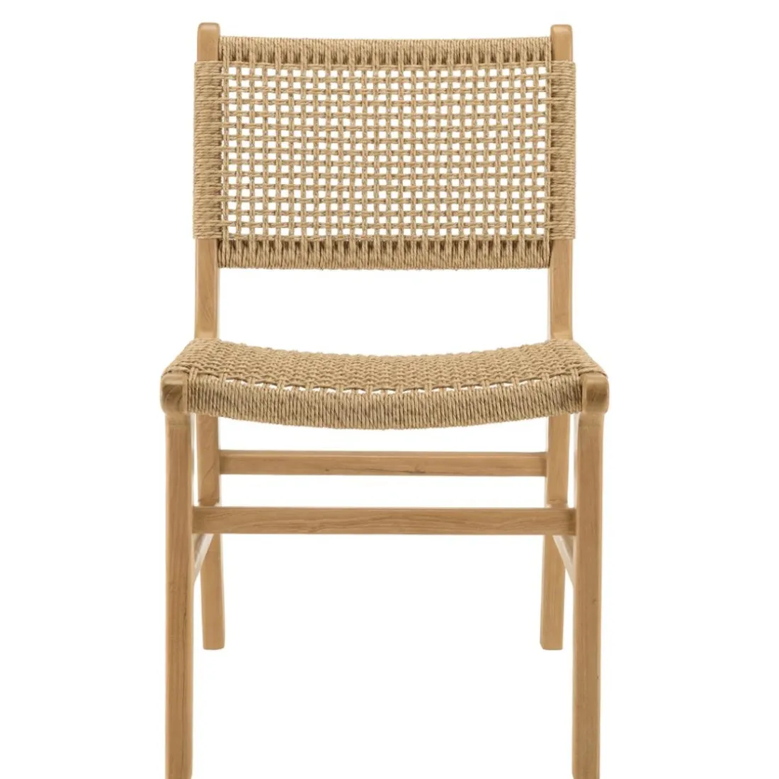 Lot de 2 chaises jardin teck naturel rotin synthétique beige VALERIA
