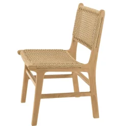 Lot de 2 chaises jardin teck naturel rotin synthétique beige VALERIA