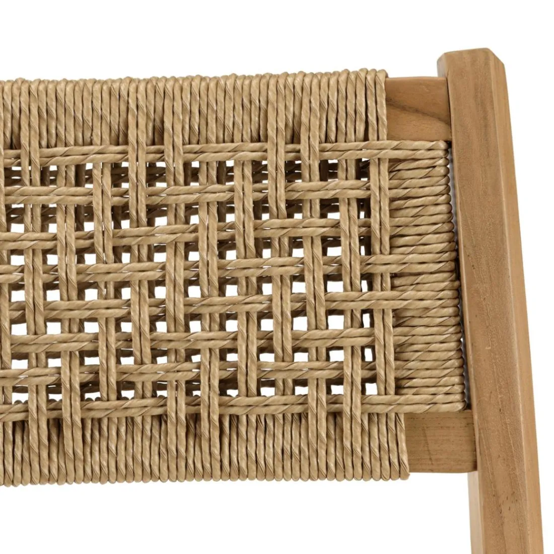 Lot de 2 chaises jardin teck rotin synthétique tressé beige VALERIA