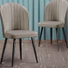 Lot de 2 chaises matelassées coutures verticales Louvenda Velours Taupe