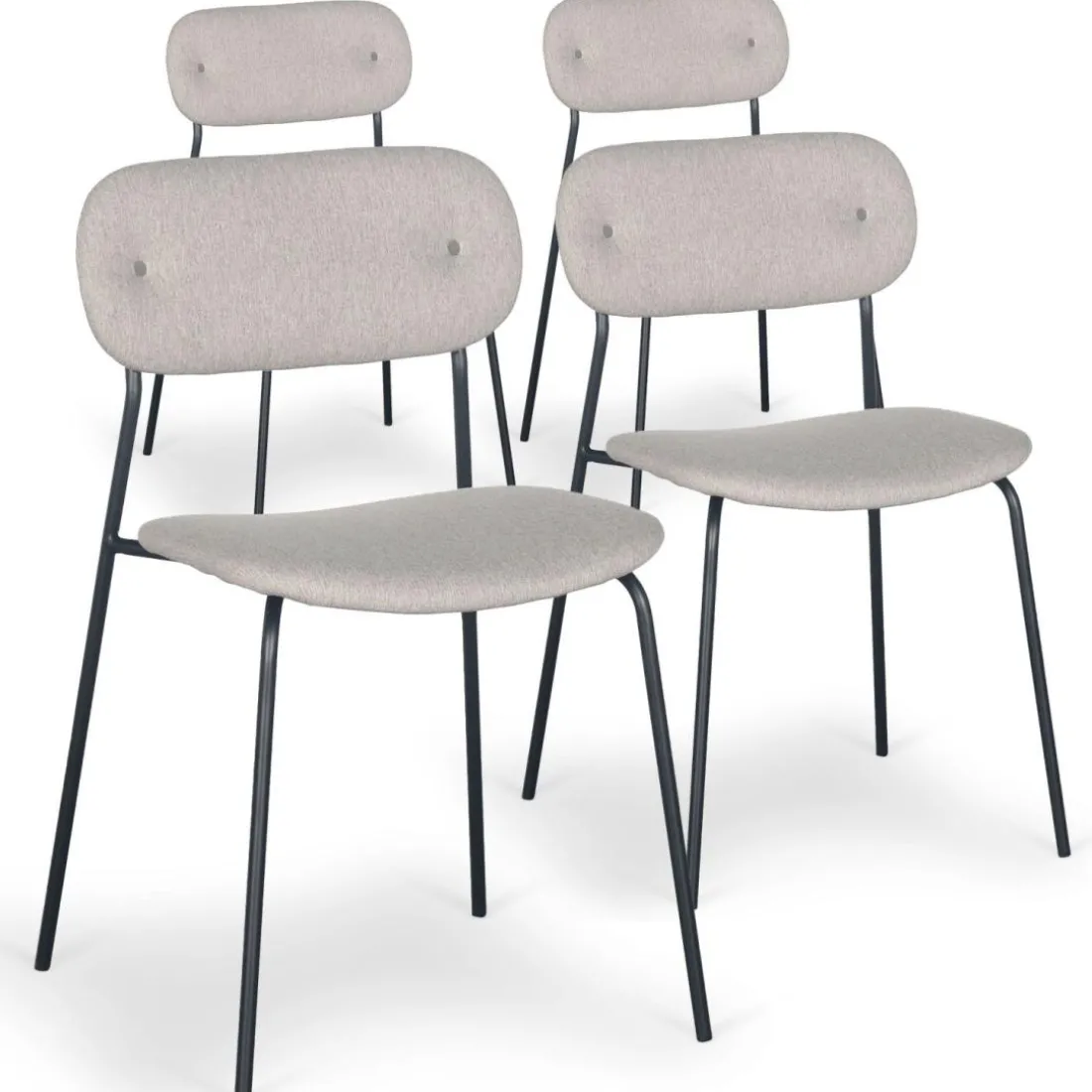 Lot de 4 chaises modernes Stellair Tissu Beige