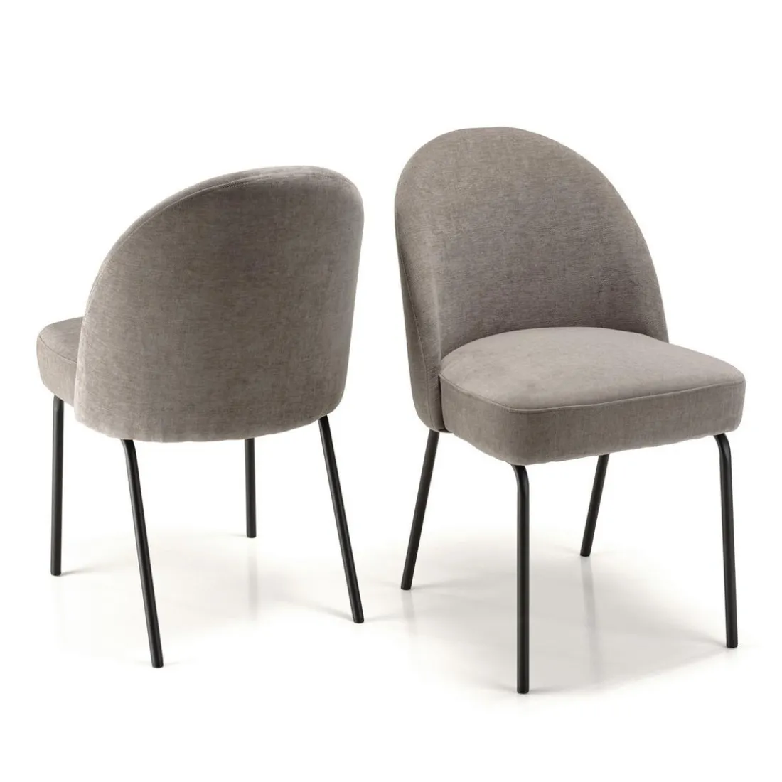 Lot de 2 chaises tissu couleur lin pieds acier noir ULYSSE