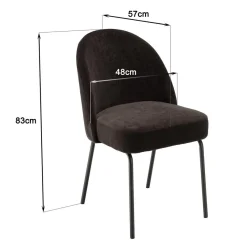 Lot de 2 chaises tissu noir pieds acier noir ULYSSE