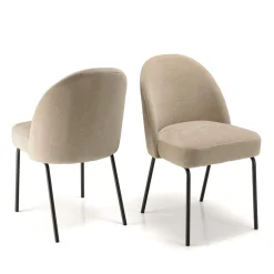 Lot de 2 chaises tissu sable pieds acier noir ULYSSE