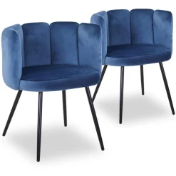 Lot de 2 chaises Velours Bleu CRYSTAL