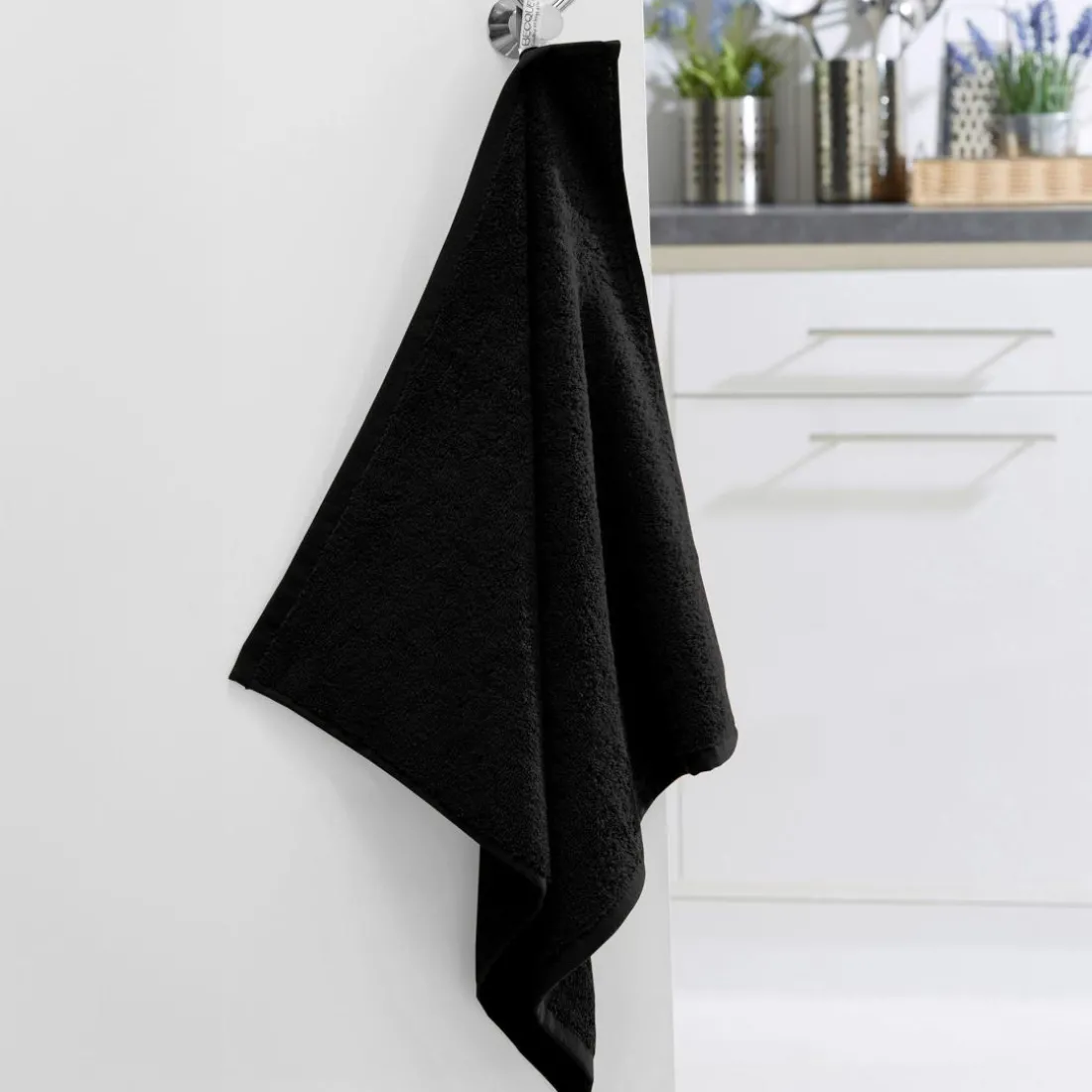 Lot de 2 Essuie-mains carré PRATIK coloré Lauréat noir