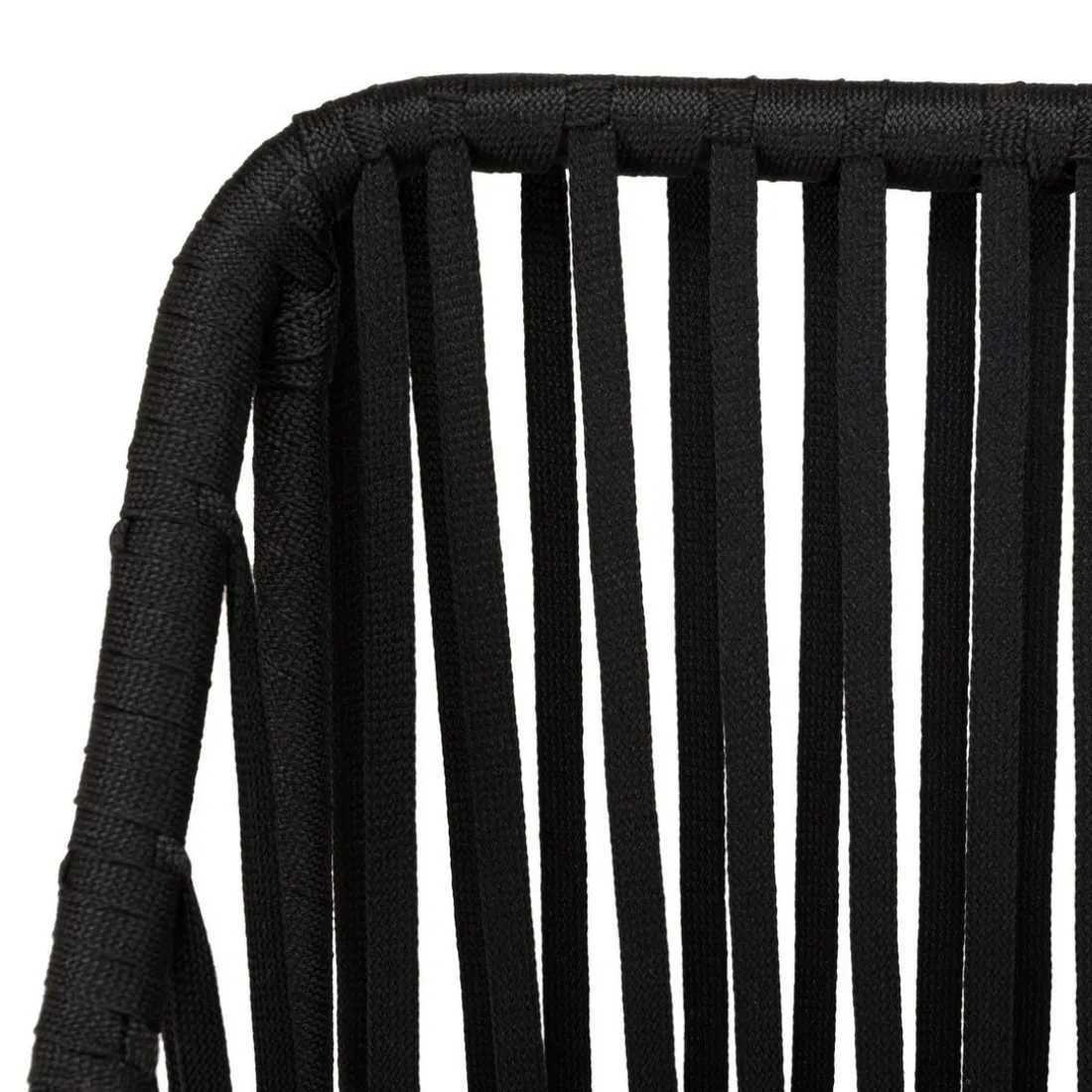 Lot de 2 fauteuils cordage noir coussin assise gris anthracite MALO