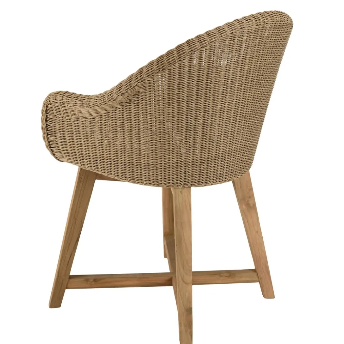 Lot de 2 fauteuils jardin rotin synth. et coussin pieds croisés KALLY