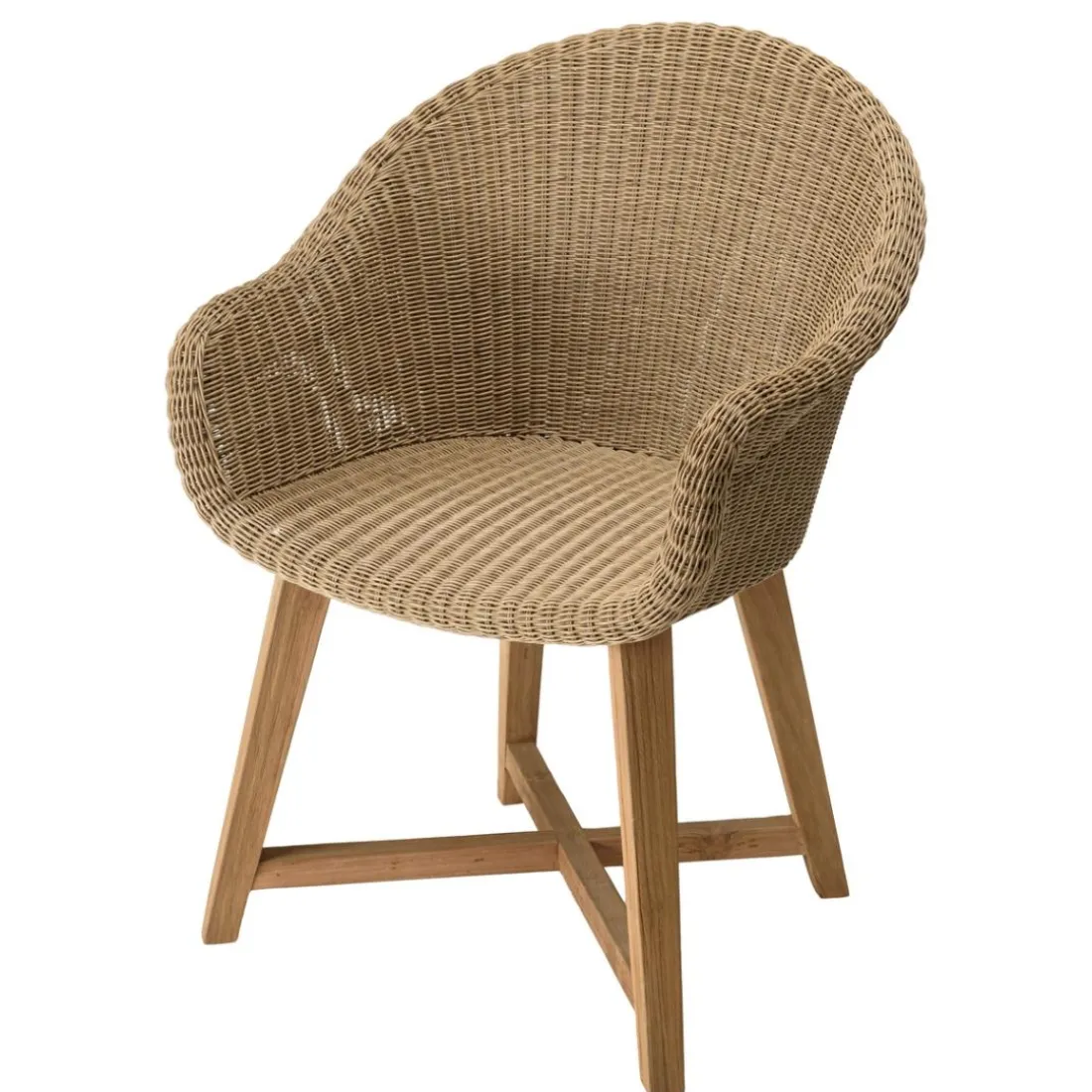 Lot de 2 fauteuils jardin rotin synth. et coussin pieds croisés KALLY