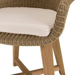 Lot de 2 fauteuils jardin rotin synth. et coussin pieds croisés KALLY