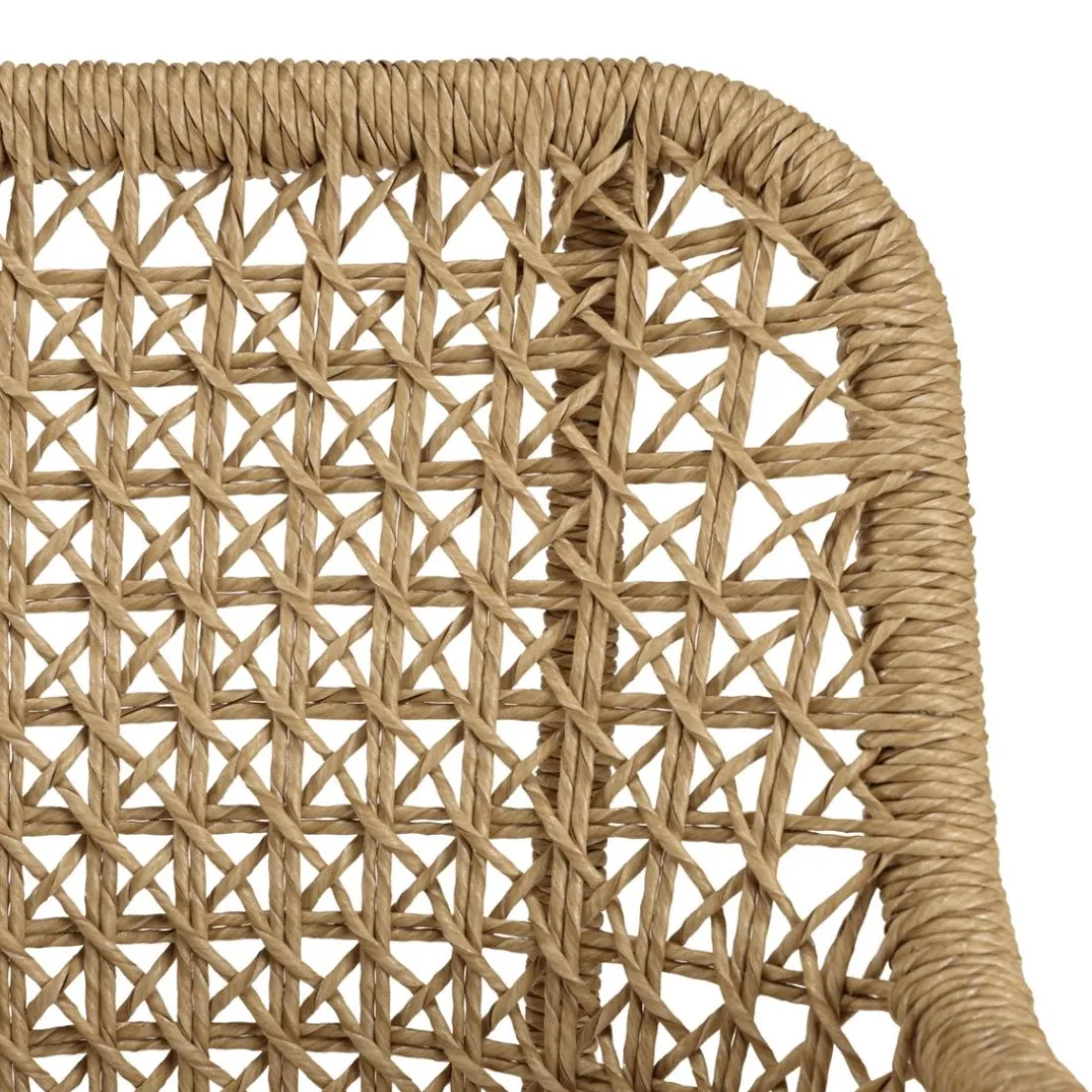 Lot de 2 fauteuils jardin teck rotin synthétique et coussin blanc VALERIA