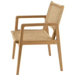 Lot de 2 fauteuils jardin teck naturel rotin synthétique beige VALERIA