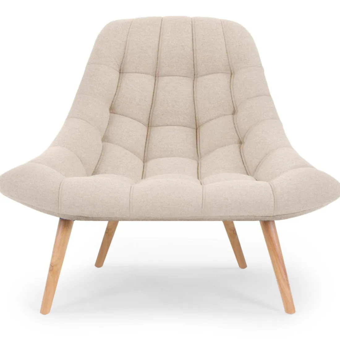 Lot de 2 Fauteuils Scandinaves Tissu Beige COSAY
