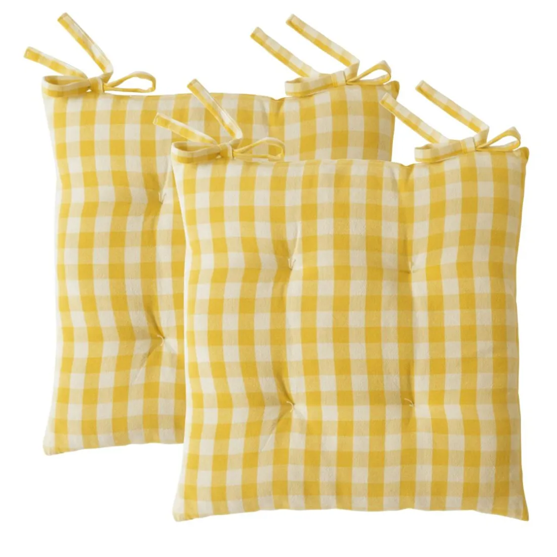 Lot de 2 Galettes de chaise VICHY jaune