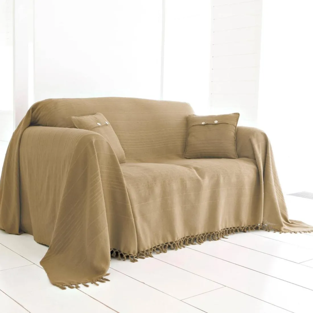 Lot de 2 Housses de coussin ORION beige ficelle