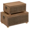Lot de 2 malles Gravées en Bois Pan Marron