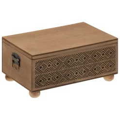 Lot de 2 malles Gravées en Bois Pan Marron