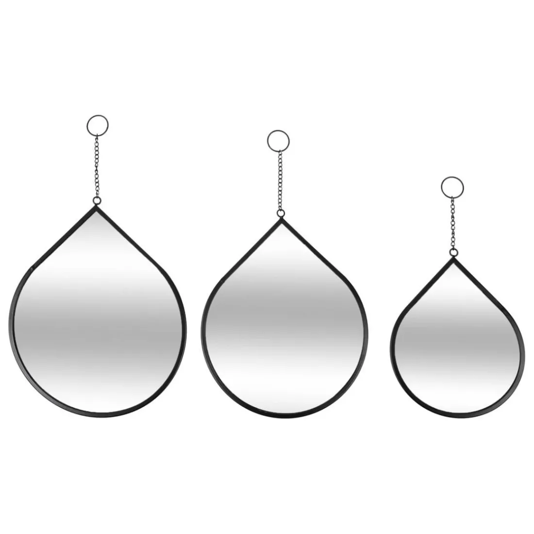 Lot de 3 miroirs goutte Leny Métal noir