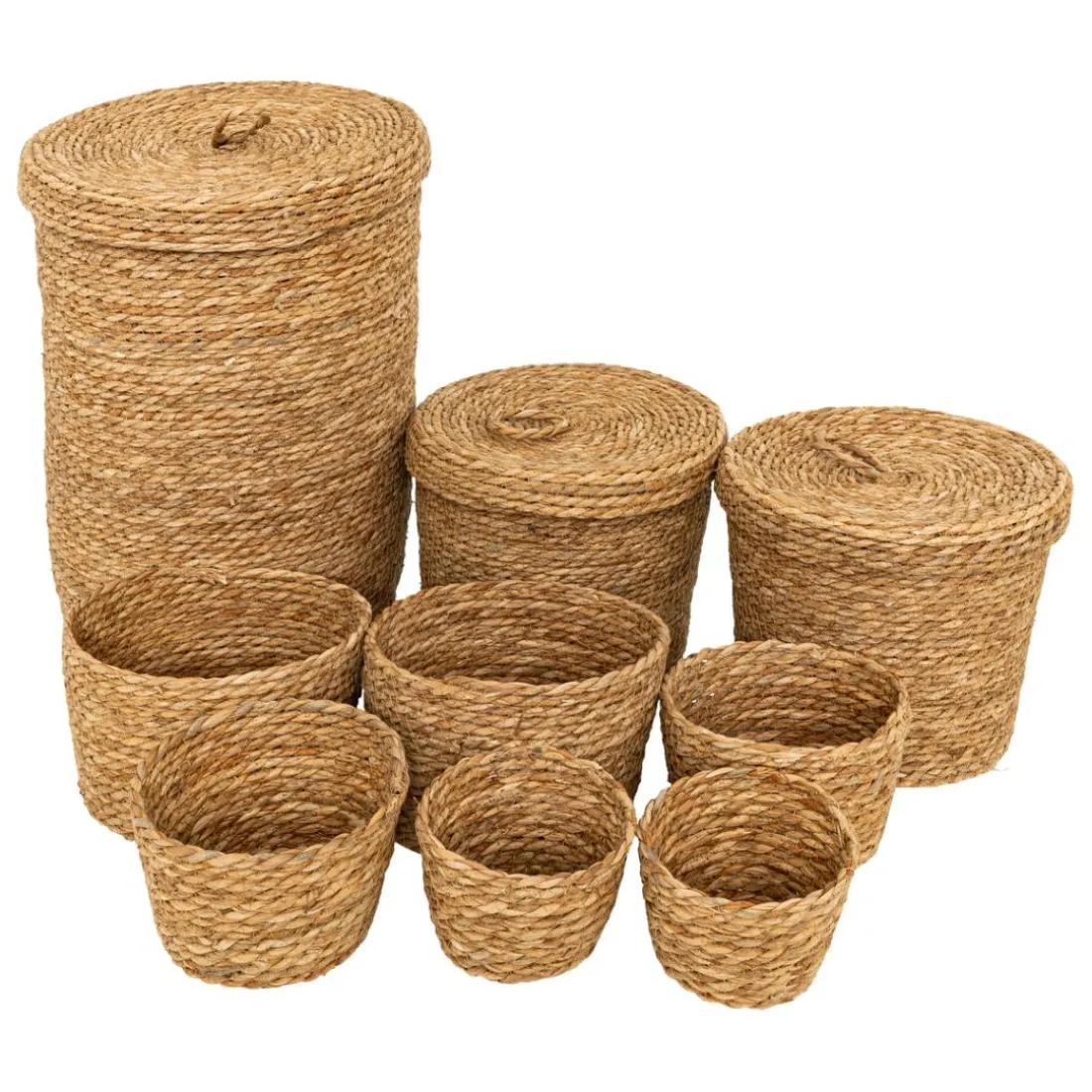 Lot de 9 paniers en jute