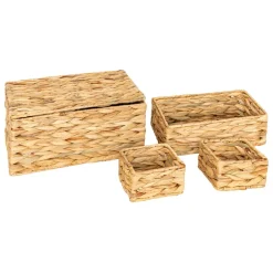 Lot de 4 paniers Lia jacinthe d'eau
