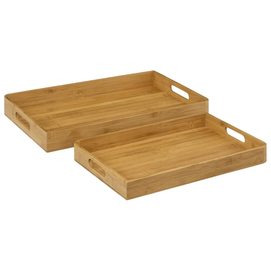 Lot de 2 plateaux de service bambou