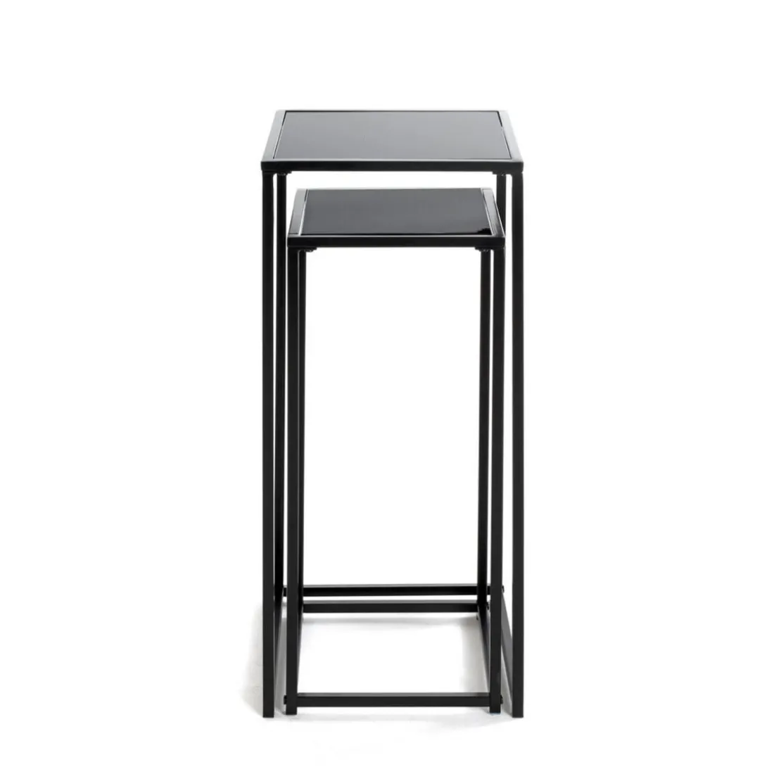 Lot de 2 porte plantes acier laqué noir