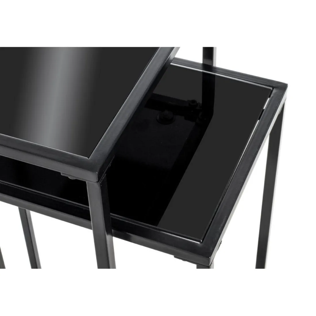 Lot de 2 porte plantes acier laqué noir