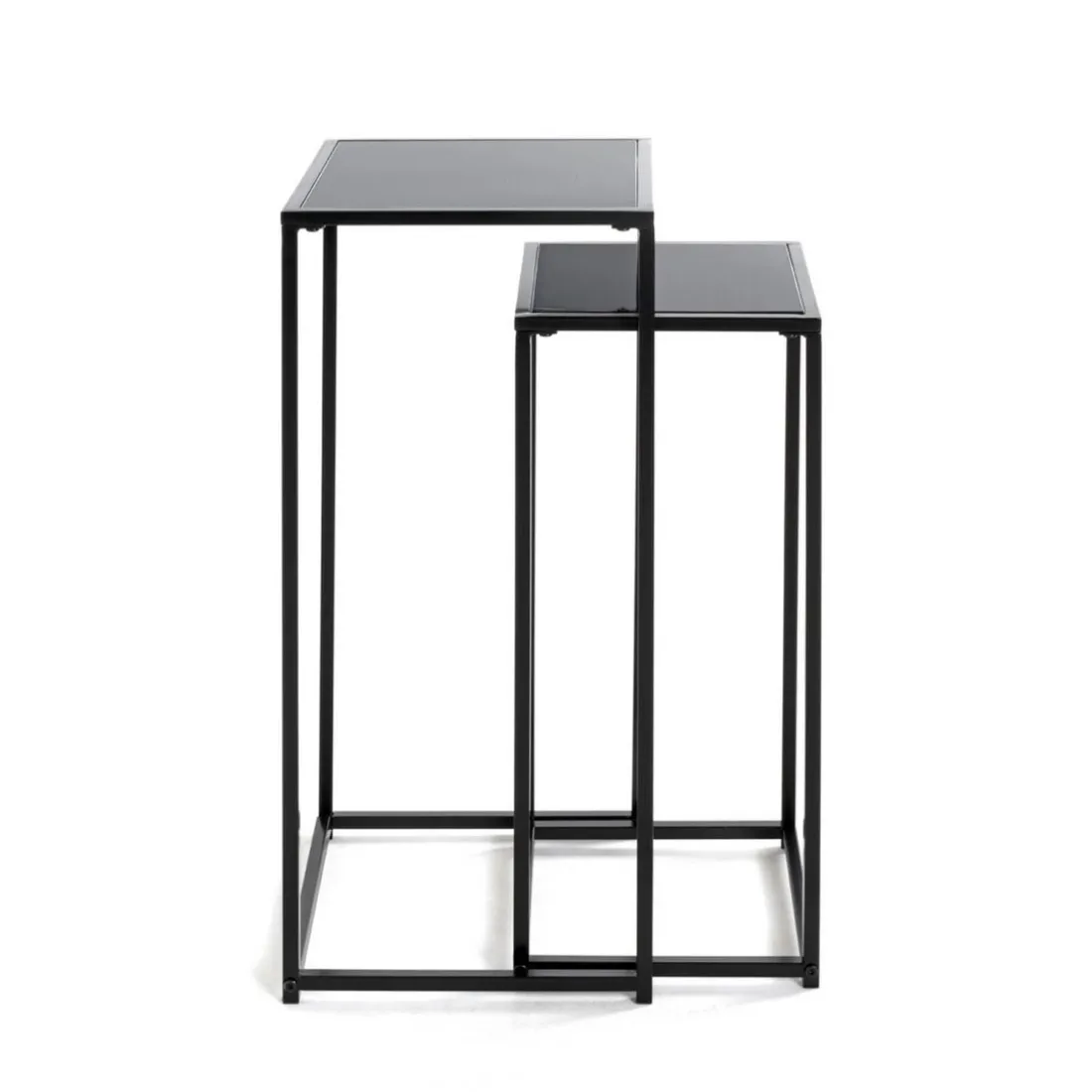 Lot de 2 porte plantes acier laqué noir