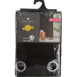 Lot de 2 rideaux occultants noirs 135X240