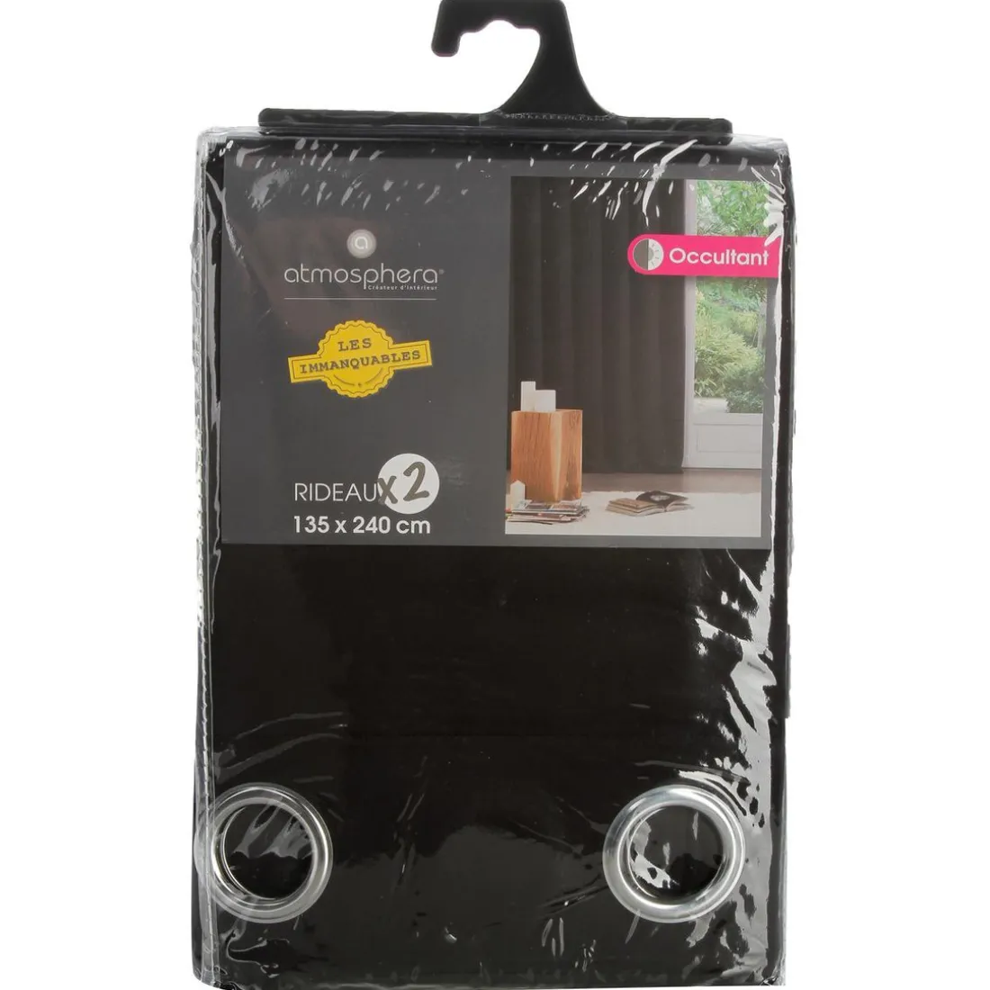 Lot de 2 rideaux occultants noirs 135X240