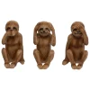 Lot de 3 Statues paresseux marron