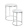 Lot de 2 tables d'appoint blanc chromé
