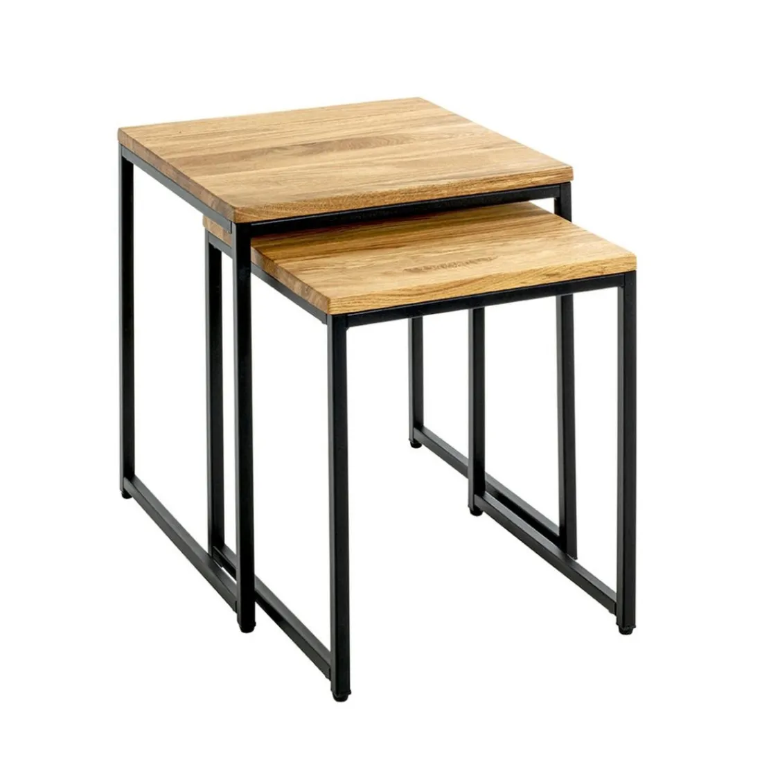 Lot de 2 tables d'appoint gigognes plateau chêne