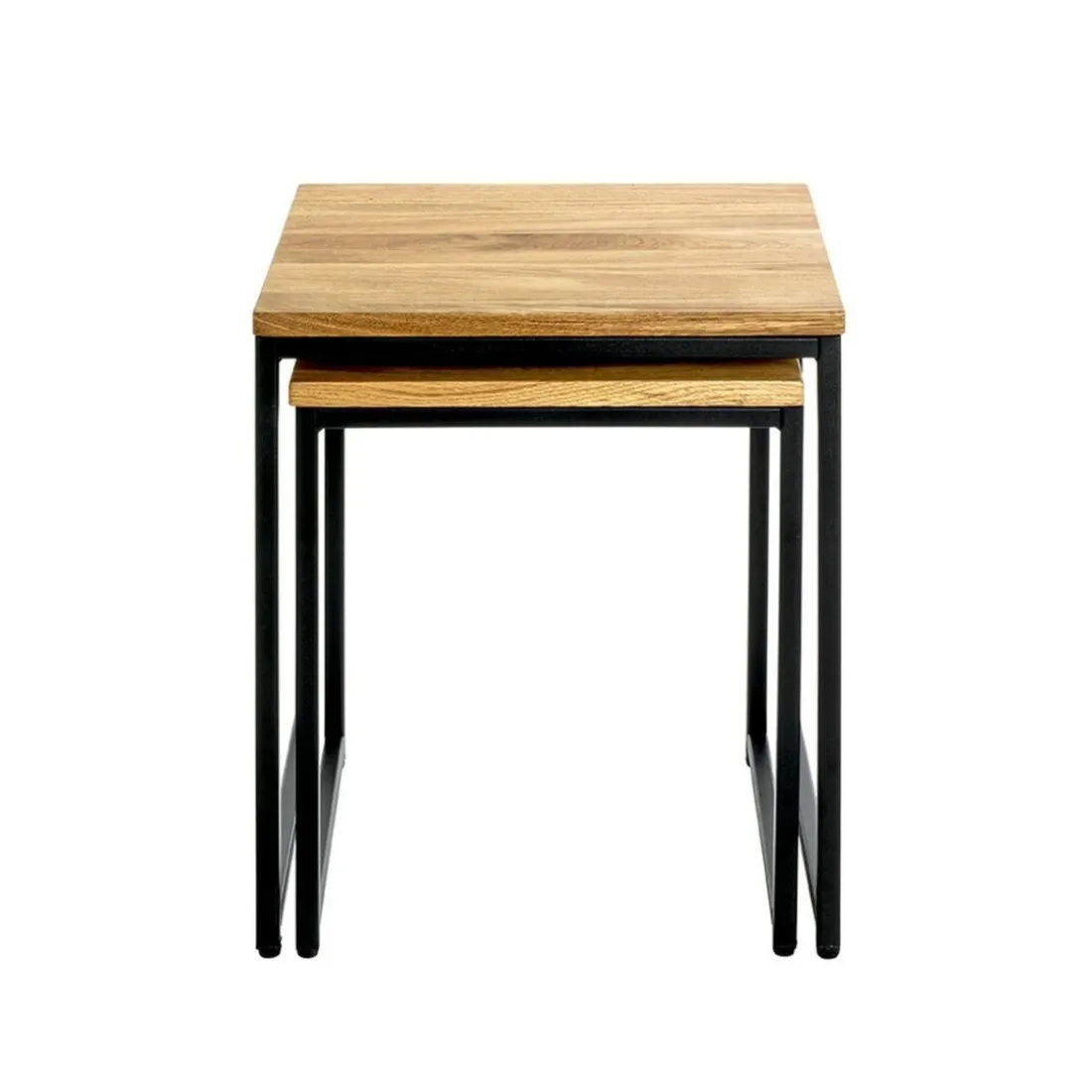 Lot de 2 tables d'appoint gigognes plateau chêne
