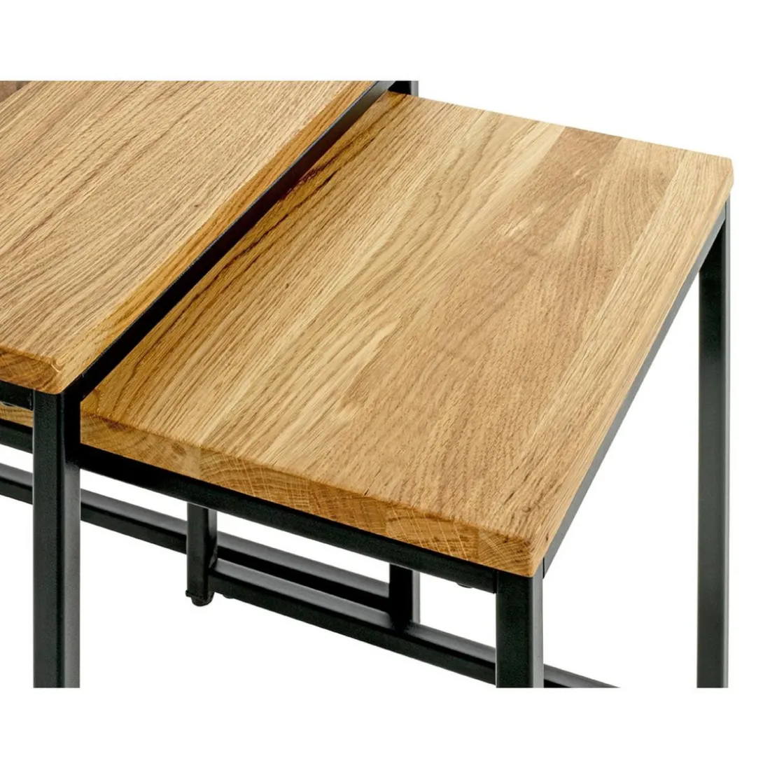 Lot de 2 tables d'appoint gigognes plateau chêne