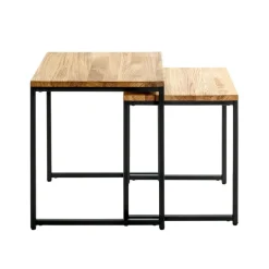 Lot de 2 tables d'appoint gigognes plateau chêne