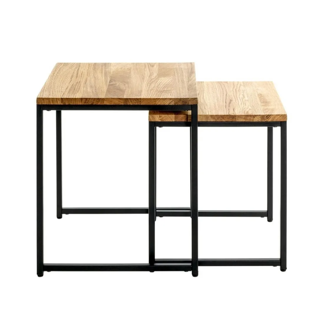 Lot de 2 tables d'appoint gigognes plateau chêne