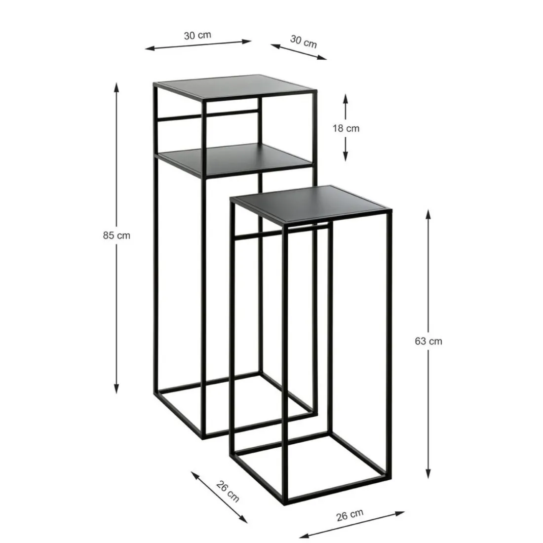 Lot de 2 tables d'appoint métal laqué noir