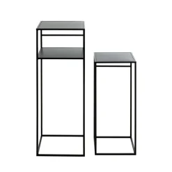 Lot de 2 tables d'appoint métal laqué noir
