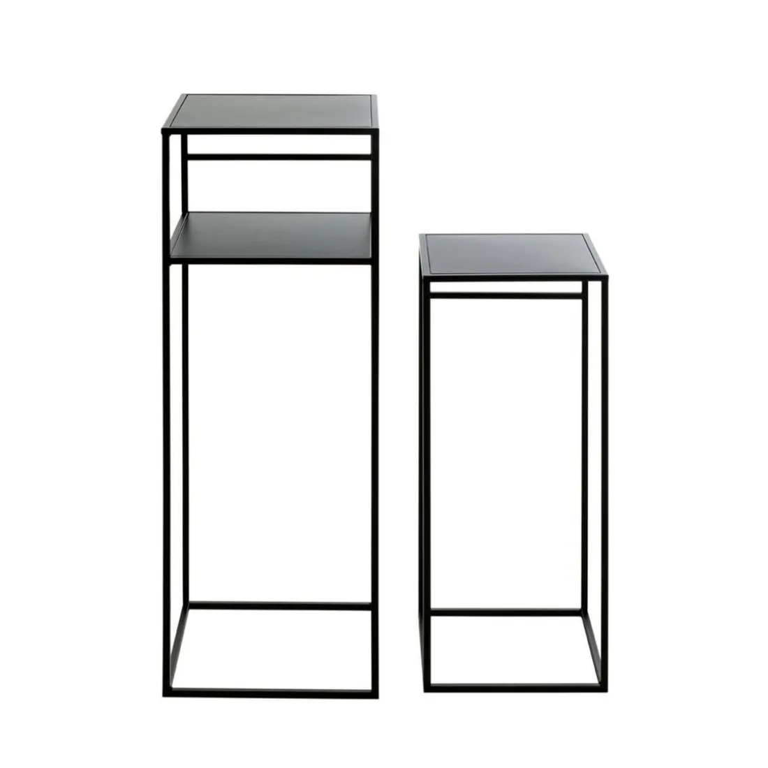 Lot de 2 tables d'appoint métal laqué noir