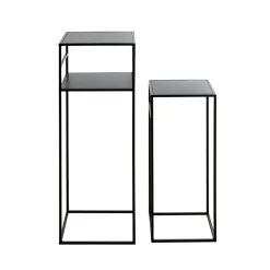 Lot de 2 tables d'appoint métal laqué noir