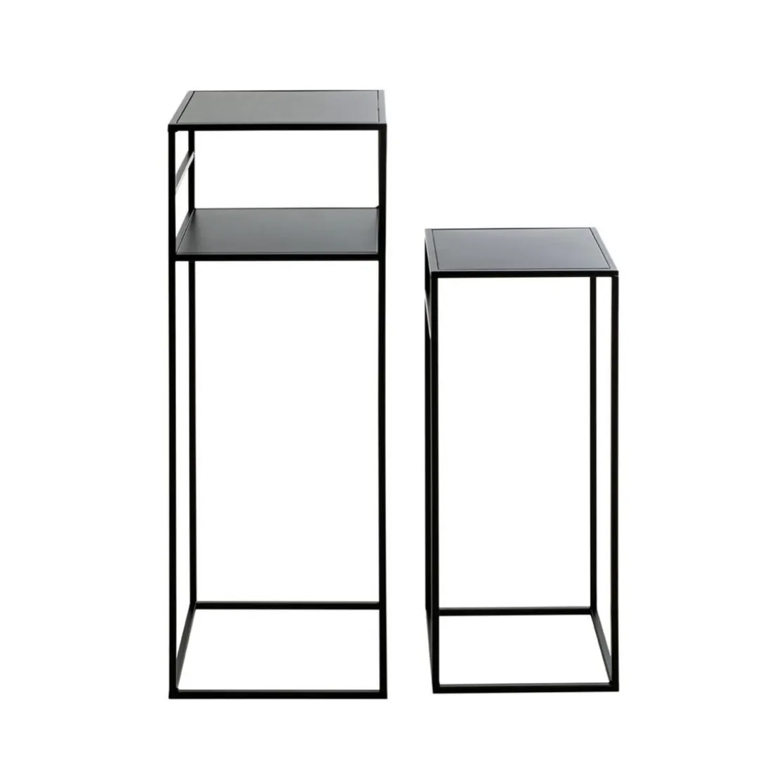 Lot de 2 tables d'appoint métal laqué noir