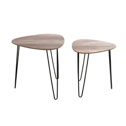 Lot de 2 tables d'appoint noir en métal laqué