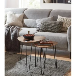 Lot de 2 tables d'appoint noir en métal laqué