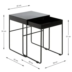 Lot de 2 tables d'appoint noir