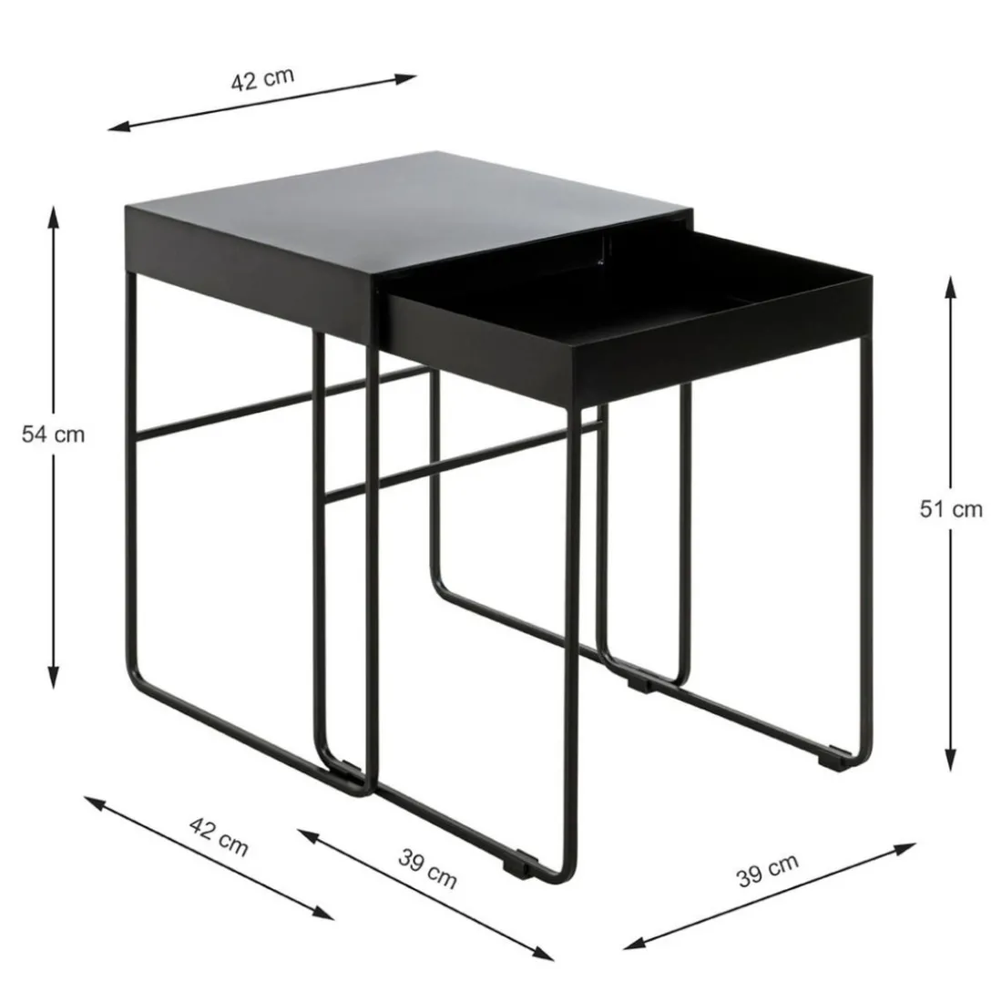 Lot de 2 tables d'appoint noir