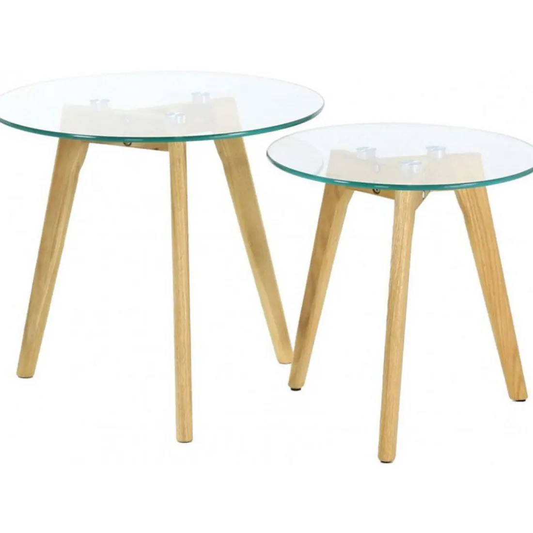Lot de 2 Tables Gigognes Verre Trempé D50 PETSAMO