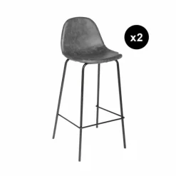 Lot de 2 tabourets de bar gris