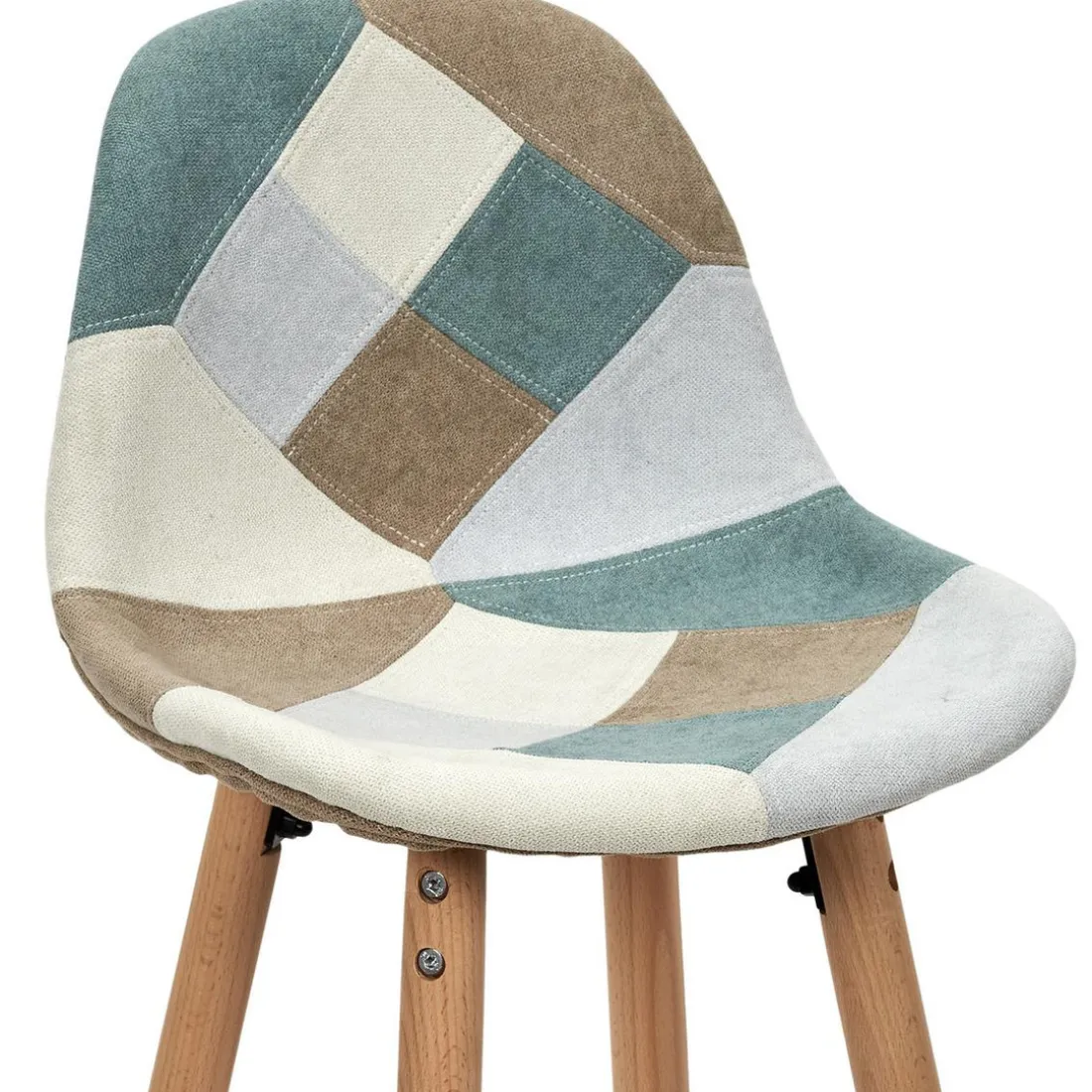 Lot de 2 Tabourets De Bar Patchwork Bleu Clair